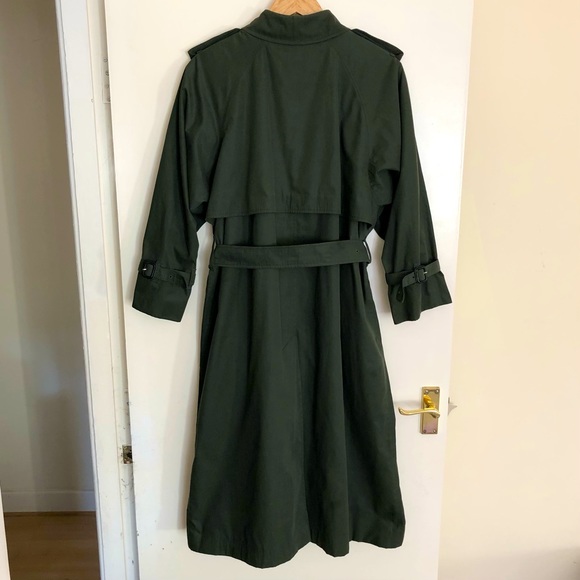 BURBERRYS Vintage 80s Trench Coat Mac Women's UK 10 Long Green Nova Check Belt - Picture 10 of 16